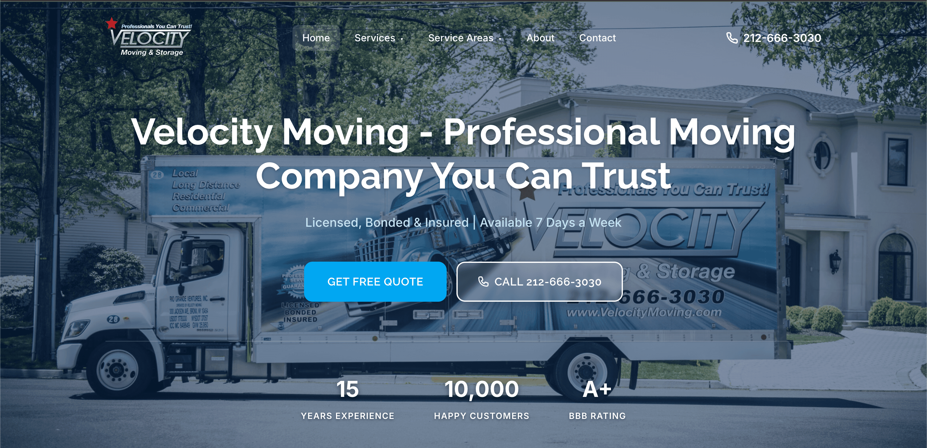 Velocity Moving - Premium Moving Services website